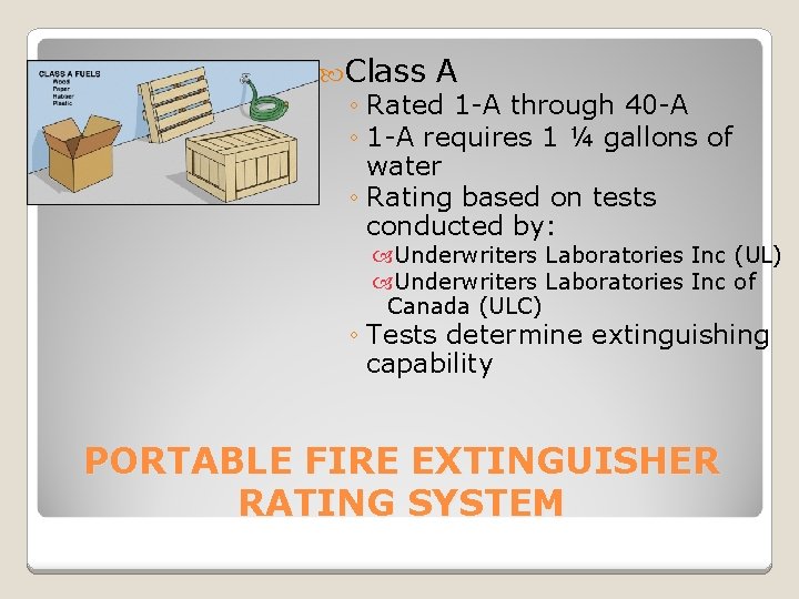  Class A ◦ Rated 1 -A through 40 -A ◦ 1 -A requires