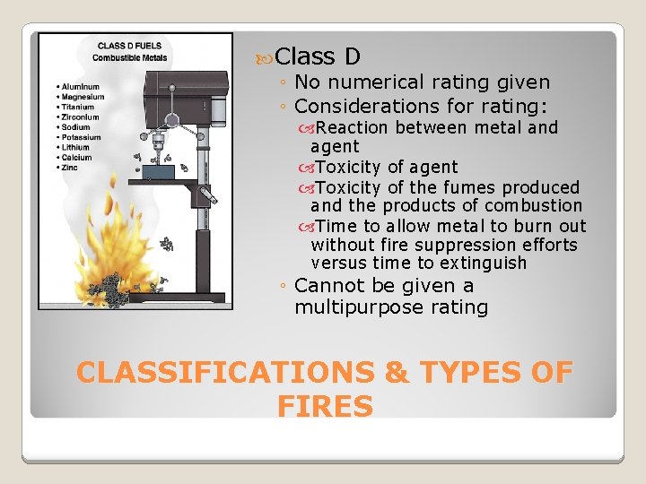  Class D ◦ No numerical rating given ◦ Considerations for rating: Reaction between