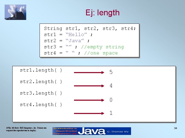 Ej: length String str 1 = str 2 = str 3 = str 4