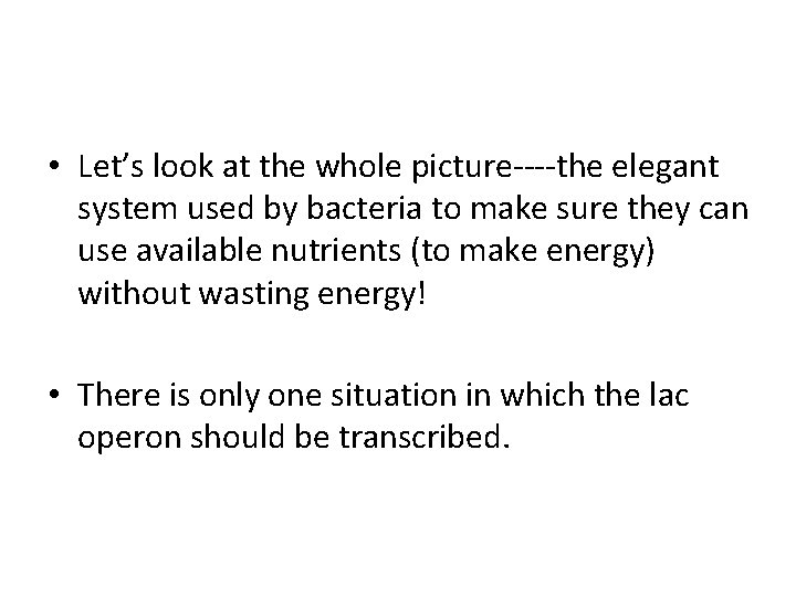  • Let’s look at the whole picture----the elegant system used by bacteria to