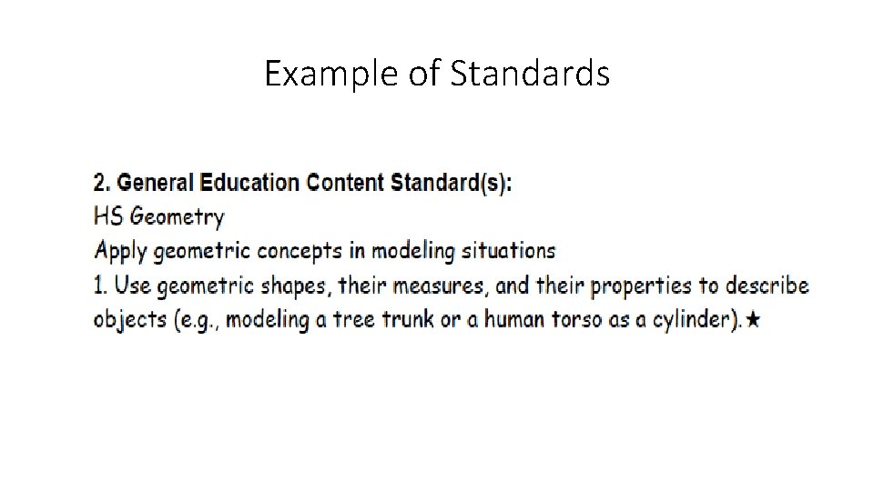 Example of Standards 