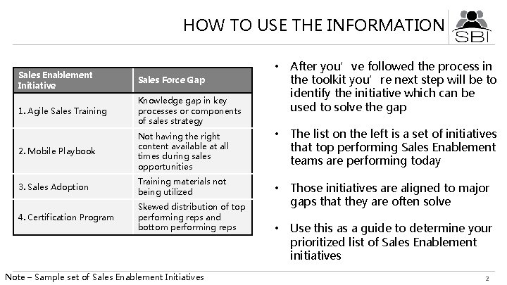 HOW TO USE THE INFORMATION • After you’ve followed the process in the toolkit