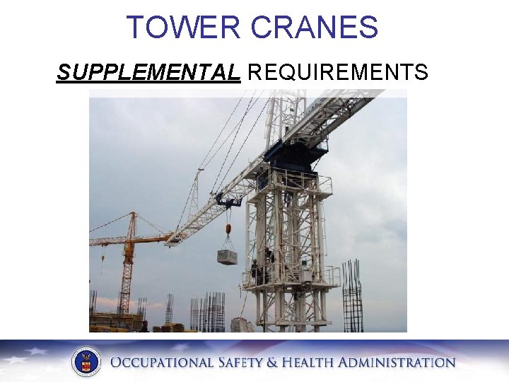 TOWER CRANES SUPPLEMENTAL REQUIREMENTS 