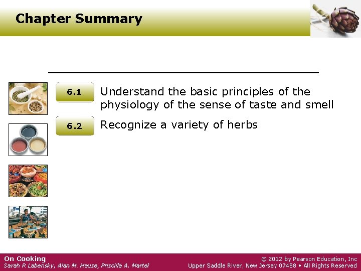 Chapter Summary On Cooking 6. 1 Understand the basic principles of the physiology of