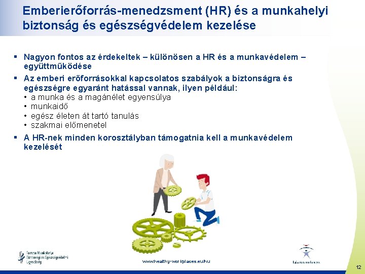 Emberierőforrás-menedzsment (HR) és a munkahelyi biztonság és egészségvédelem kezelése § Nagyon fontos az érdekeltek