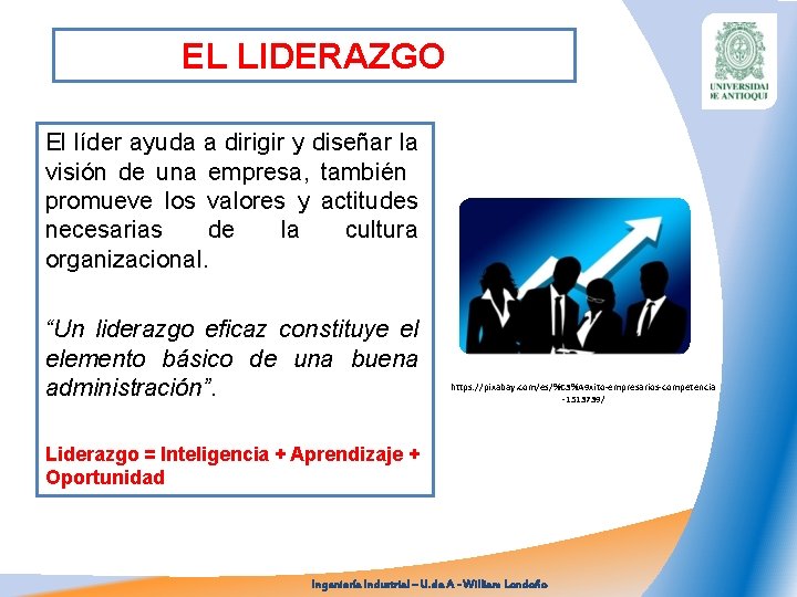 EL LIDERAZGO El líder ayuda a dirigir y diseñar la visión de una empresa,