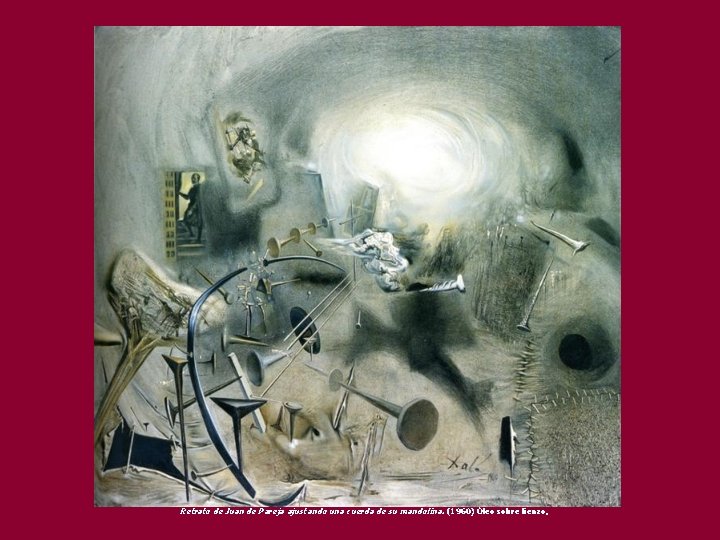 Retrato de Juan de Pareja ajustando una cuerda de su mandolina. (1960) Óleo sobre