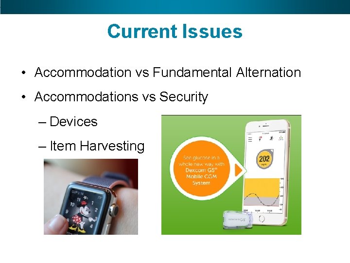 Current Issues • Accommodation vs Fundamental Alternation • Accommodations vs Security – Devices –
