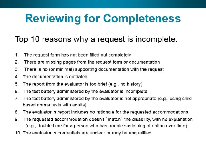 Reviewing for Completeness 19 GEDtestingservice. com • GED. com 