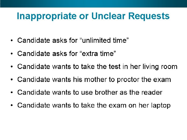 Inappropriate or Unclear Requests 22 GEDtestingservice. com • GED. com 