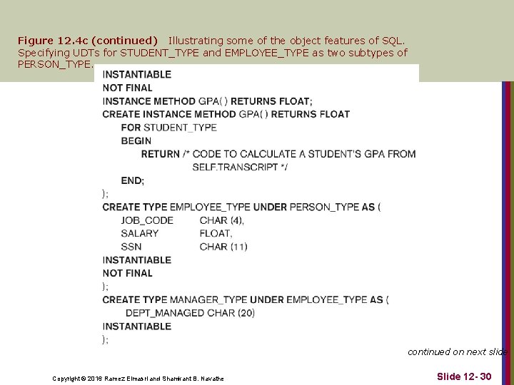 Figure 12. 4 c (continued) Illustrating some of the object features of SQL. Specifying
