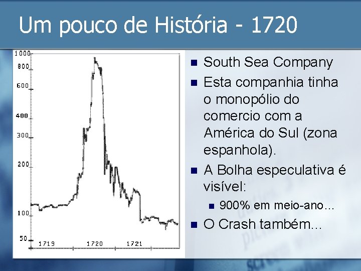 Um pouco de História - 1720 n n n South Sea Company Esta companhia