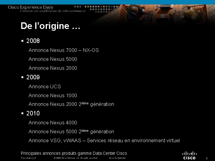 De l’origine … § 2008 Annonce Nexus 7000 – NX-OS Annonce Nexus 5000 Annonce