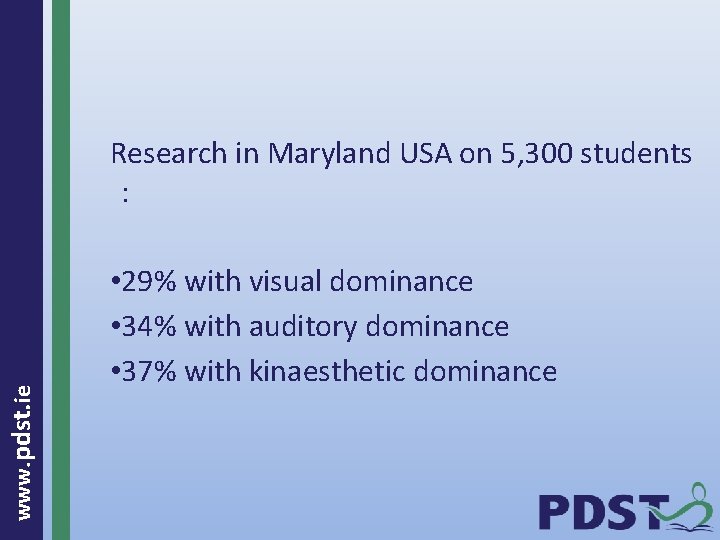  www. pdst. ie Research in Maryland USA on 5, 300 students : •