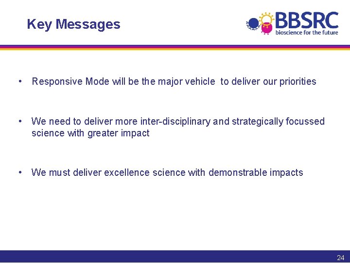 Key Messages • Responsive Mode will be the major vehicle to deliver our priorities