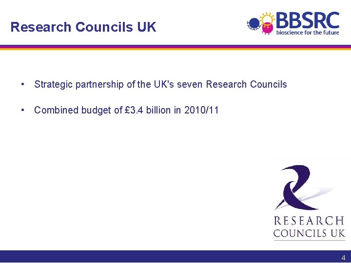 Research Councils UK • Strategic partnership of the UK's seven Research Councils • Combined