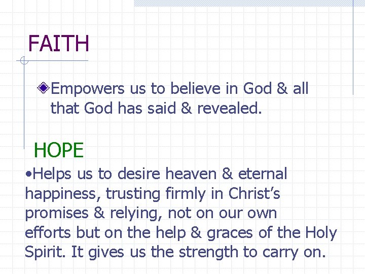FAITH Empowers us to believe in God & all that God has said &