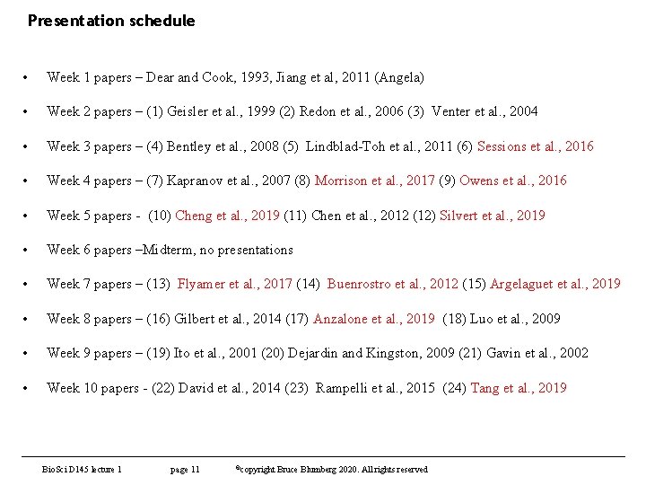 Presentation schedule • • • • • Week 1 papers – Dear and Cook,