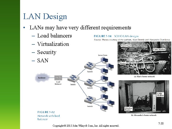 LAN Design • LANs may have very different requirements – Load balancers – Virtualization