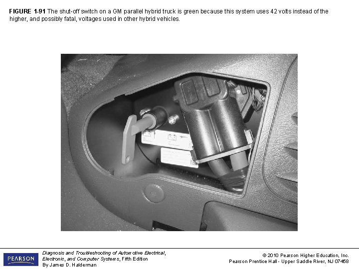 FIGURE 1 -91 The shut-off switch on a GM parallel hybrid truck is green
