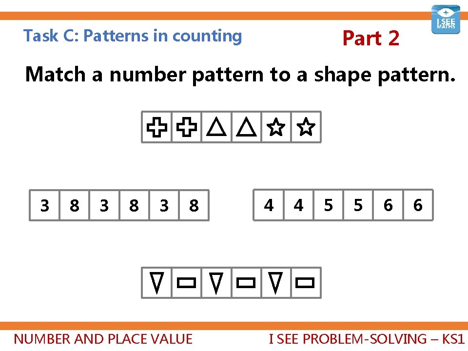 Part 2 Task C: Patterns in counting Match a number pattern to a shape