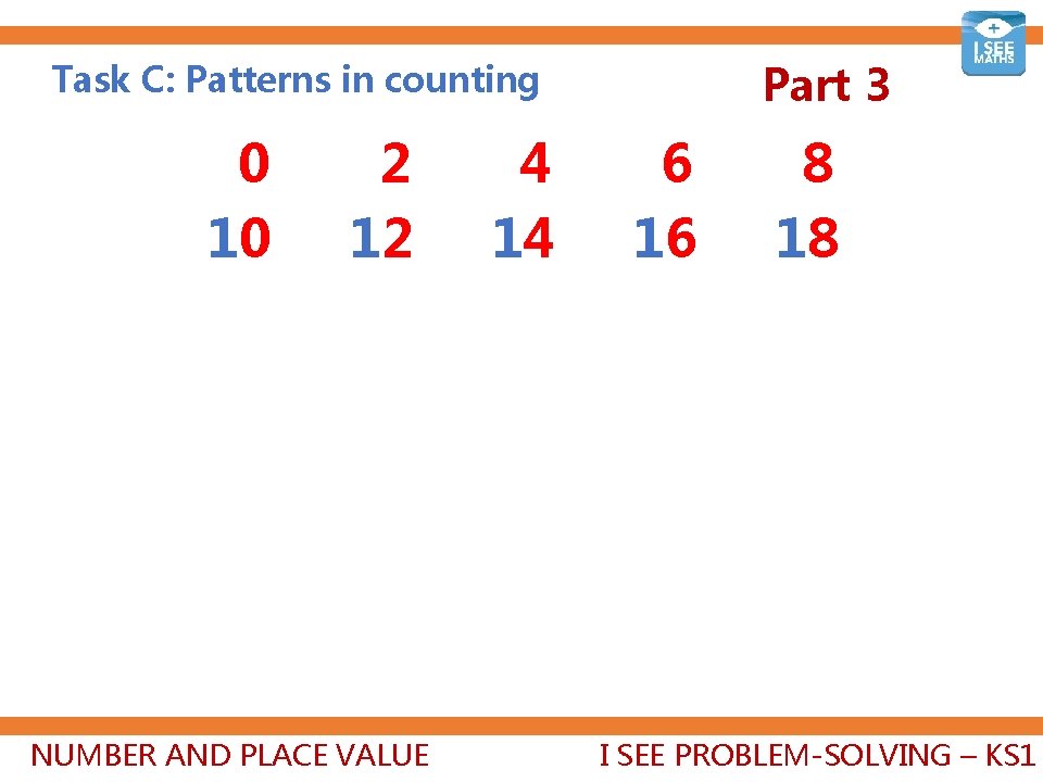 Part 3 Task C: Patterns in counting 0 10 2 12 NUMBER AND PLACE