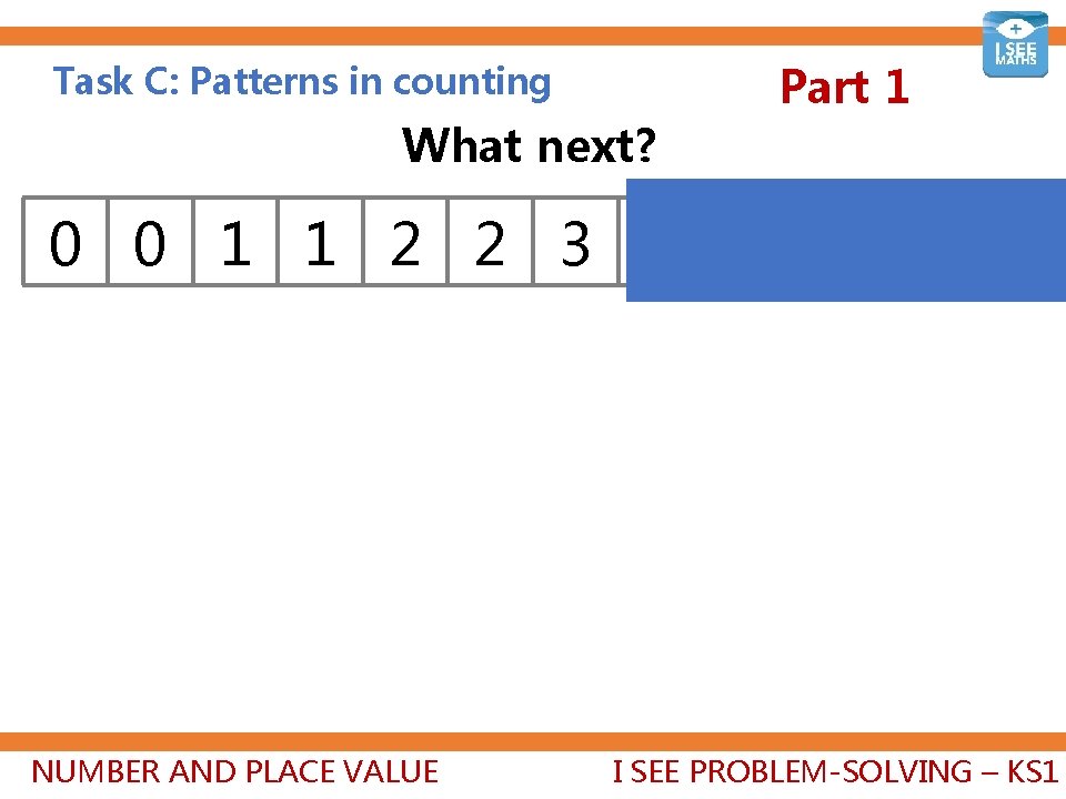 Task C: Patterns in counting What next? Part 1 0 0 1 1 2