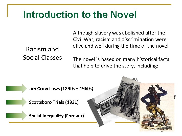 Introduction to the Novel Background Information and Social Conditions Racism and Social Classes Although