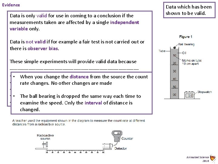 Evidence Data is only valid for use in coming to a conclusion if the