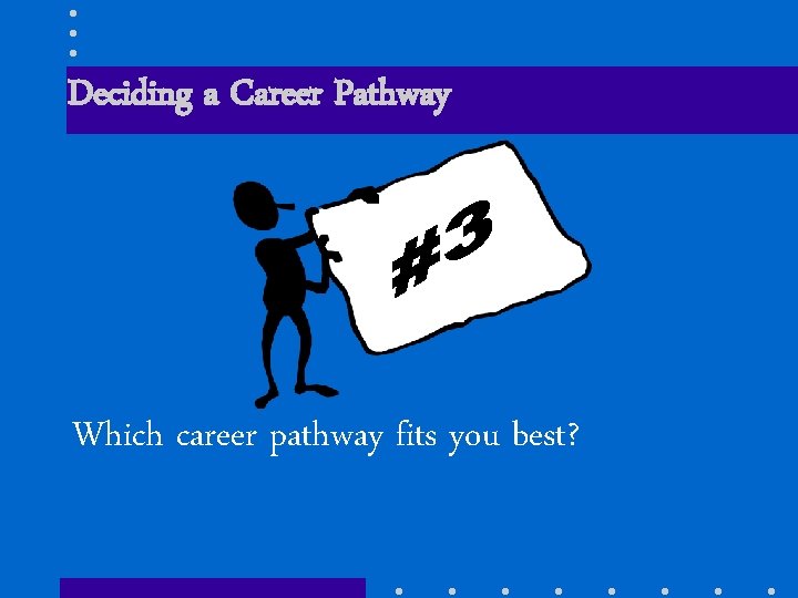 Deciding a Career Pathway Which career pathway fits you best? 