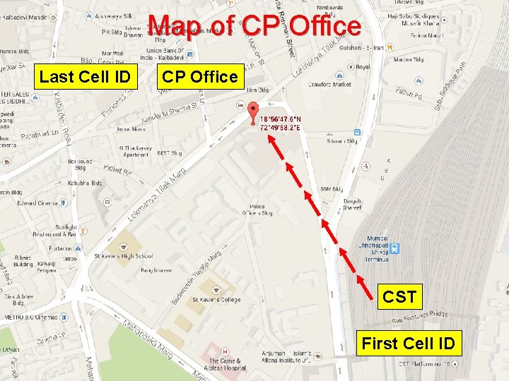 Map of CP Office Last Cell ID CP Office CST First Cell ID 