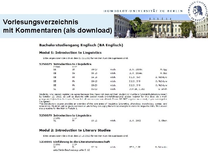 Vorlesungsverzeichnis mit Kommentaren (als download) 