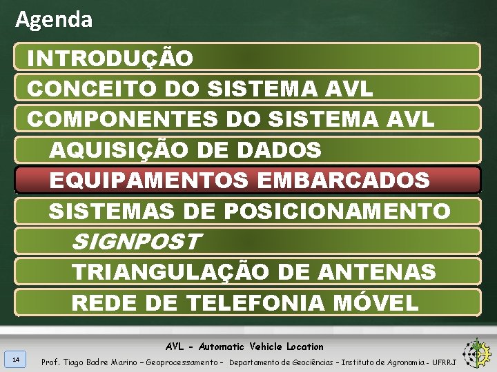 Agenda INTRODUÇÃO CONCEITO DO SISTEMA AVL COMPONENTES DO SISTEMA AVL AQUISIÇÃO DE DADOS EQUIPAMENTOS