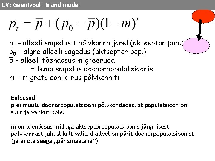 LV: Geenivool: Island model pt – alleeli sagedus t põlvkonna järel (aktseptor pop. )