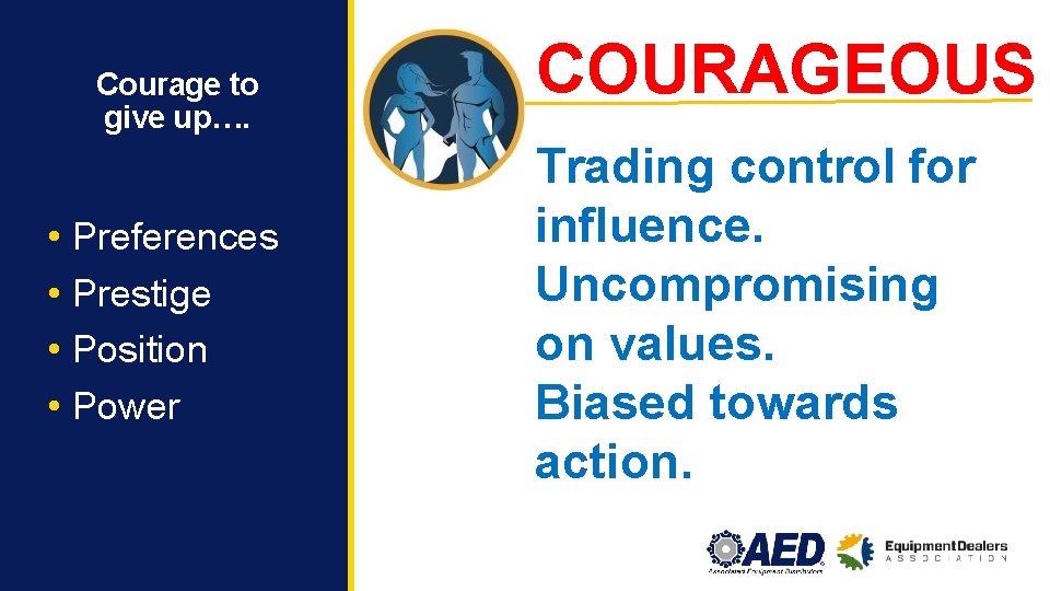 Courage to give up…. • Preferences • Prestige • Position • Power COURAGEOUS Trading