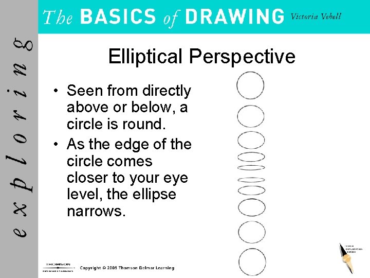 Elliptical Perspective • Seen from directly above or below, a circle is round. •