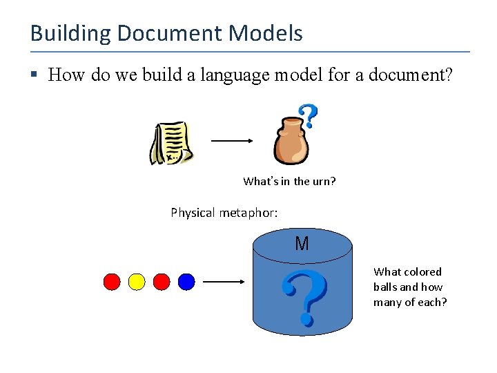 Building Document Models § How do we build a language model for a document?