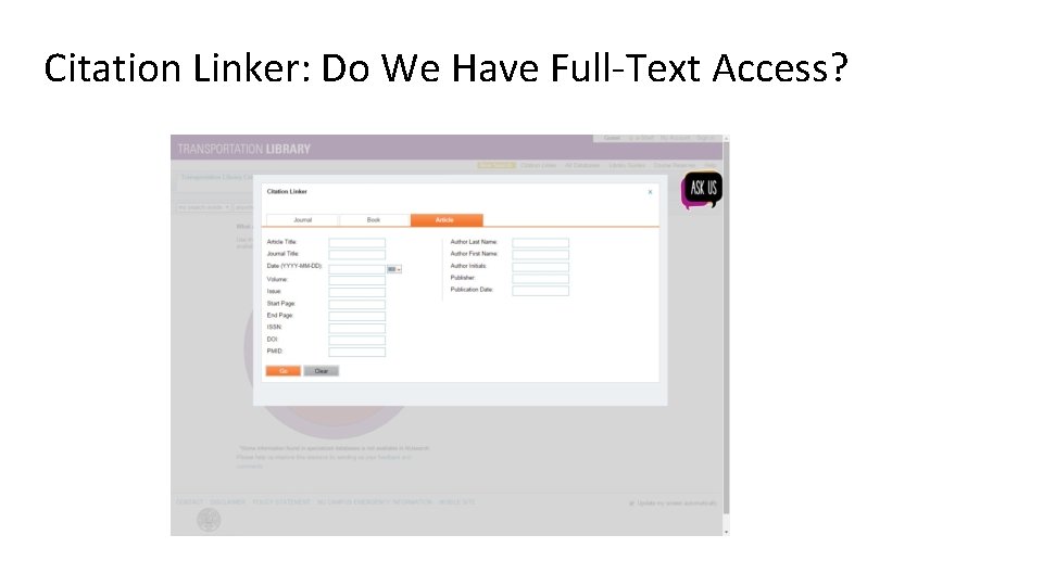 Citation Linker: Do We Have Full-Text Access? 