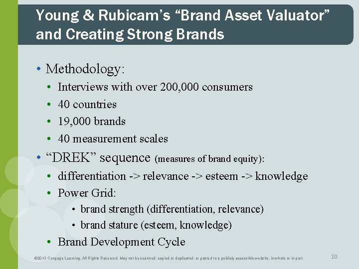 Young & Rubicam’s “Brand Asset Valuator” and Creating Strong Brands • Methodology: • •