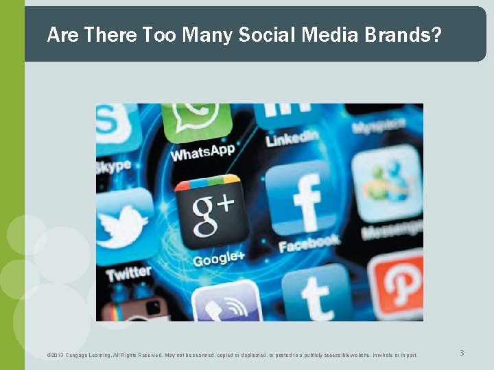 Are There Too Many Social Media Brands? © 2013 Cengage Learning. All Rights Reserved.