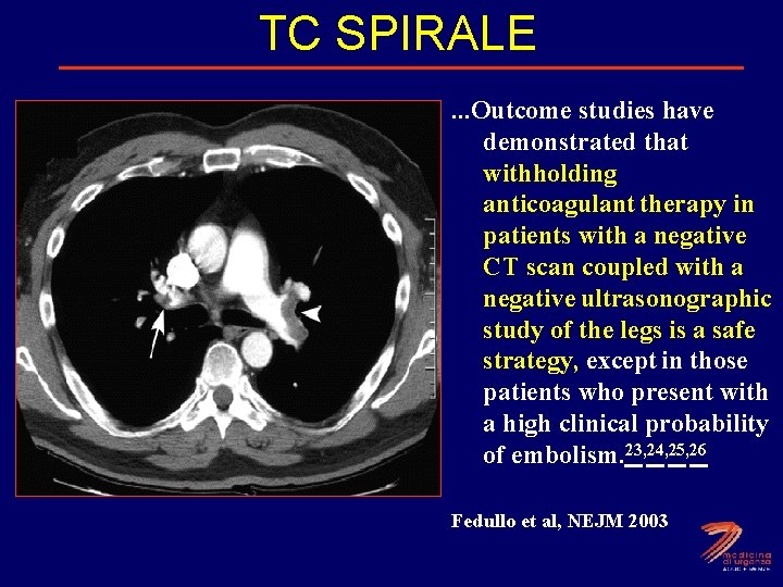 TC SPIRALE. . . Outcome studies have demonstrated that withholding anticoagulant therapy in patients