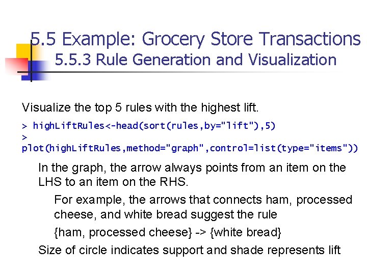 5. 5 Example: Grocery Store Transactions 5. 5. 3 Rule Generation and Visualization Visualize