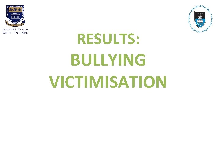 RESULTS: BULLYING VICTIMISATION 