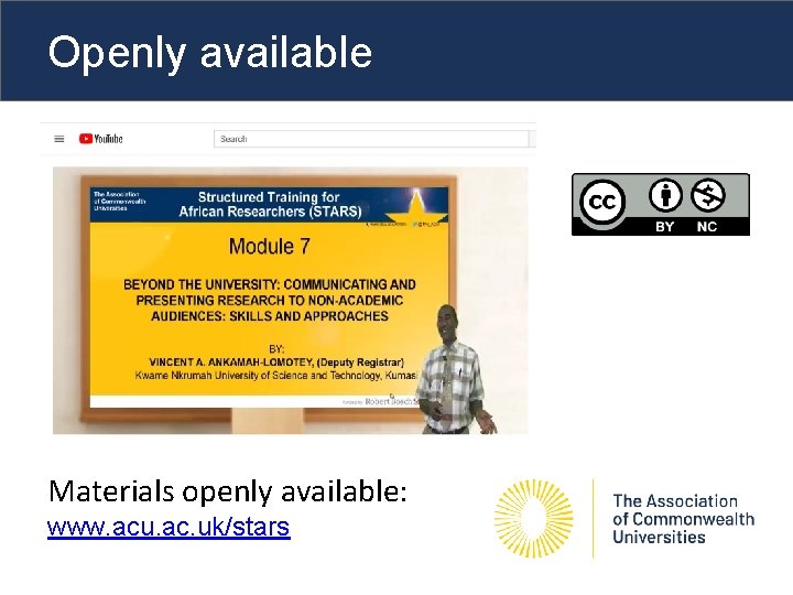 Openly available Materials openly available: www. acu. ac. uk/stars 