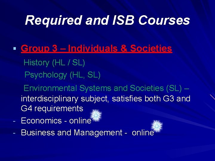 Required and ISB Courses § Group 3 – Individuals & Societies History (HL /