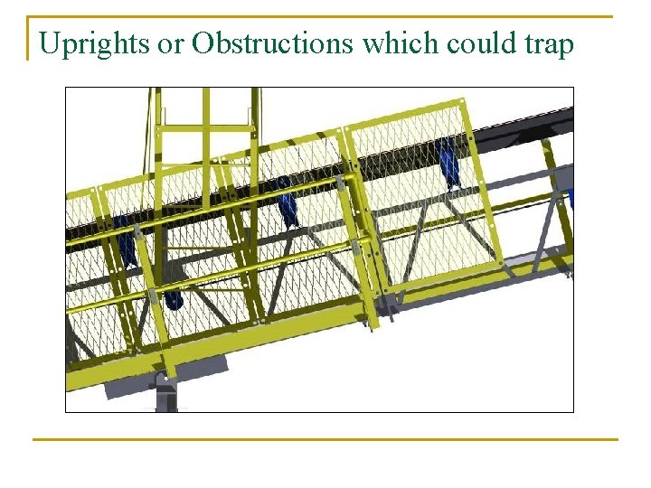 Uprights or Obstructions which could trap 