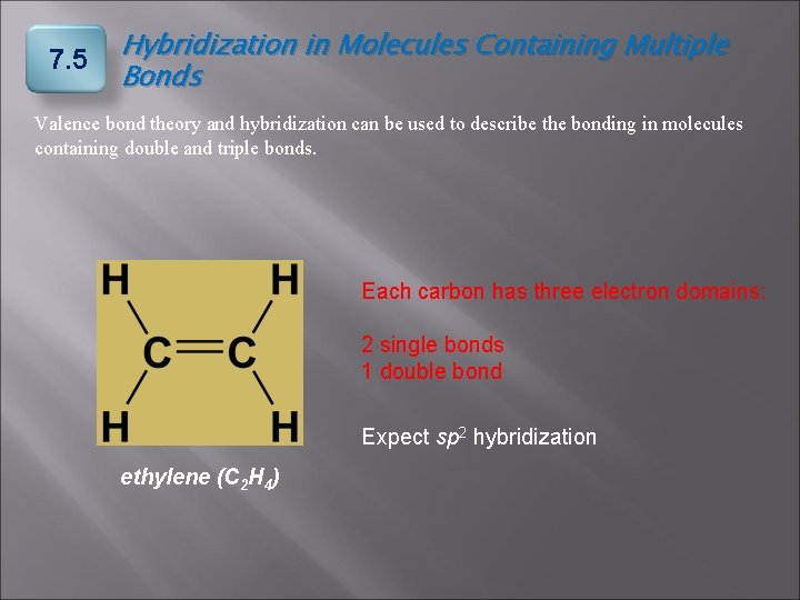 7. 5 Hybridization in Molecules Containing Multiple Bonds Valence bond theory and hybridization can