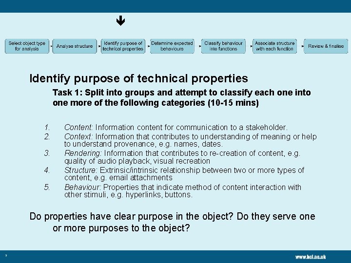  Identify purpose of technical properties Task 1: Split into groups and attempt to