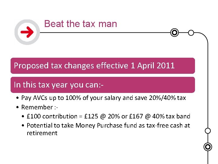 Beat the tax man Proposed tax changes effective 1 April 2011 In this tax
