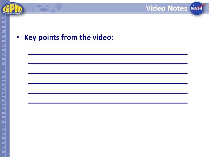 Video Notes • Key points from the video: 